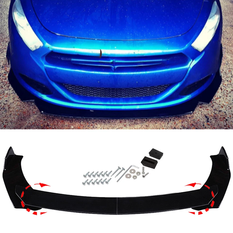For Mitsubishi Mirage Black Front Bumper Lip Spoiler Splitter+Side Skirts - Image 4 of 4