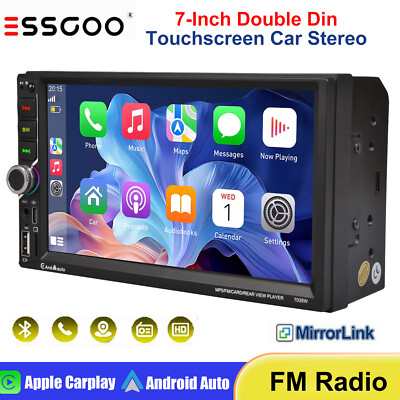 Portable Car Stereo Radio Apple Carplay Android Auto 7'' Wireless Touch Screen FM