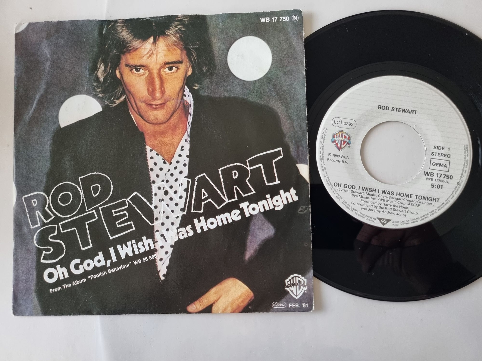 Rod Stewart - Oh God I Wish I Was Home Tonight 7'' Vinyl Germany