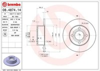 2X Brembo 08.4874.14 Bremsscheibe