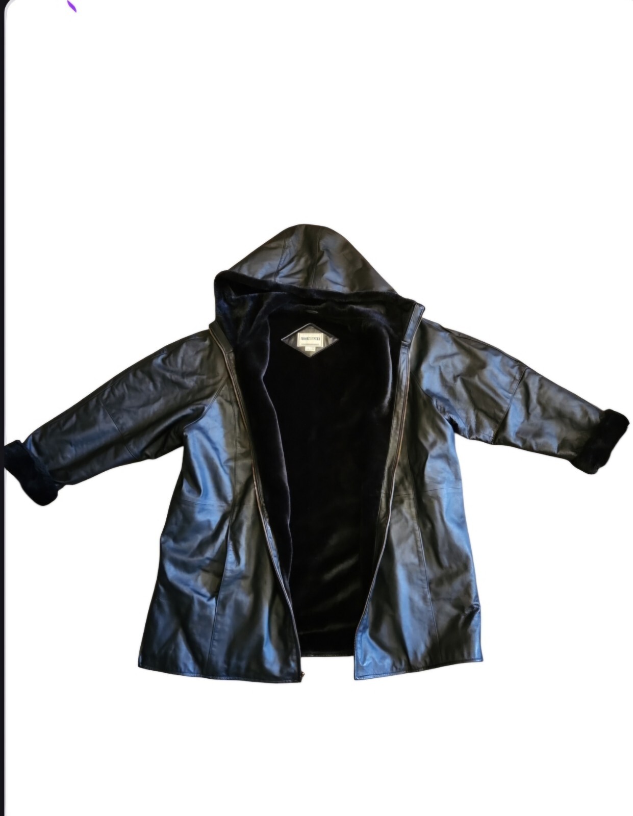 FITZ-WRIGHT Black Leather Zip-Up Jacket/Coat With… - image 3