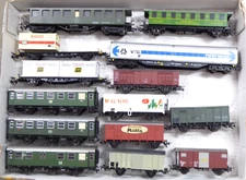 Fleischmann H0 Lot Of 14 Passenger Cars Freight Cars DB Era 3/4 Used Condition