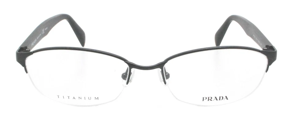 New Authentic Prada VPR 53Q 1BO1O1 Japan Black Titanium Half Rim Eyeglasses NOS - Image 2 of 4
