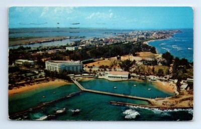 San Juan Puerto Rico PR Normandie Hotel Escambron Beach Hotel Postcard c.1960