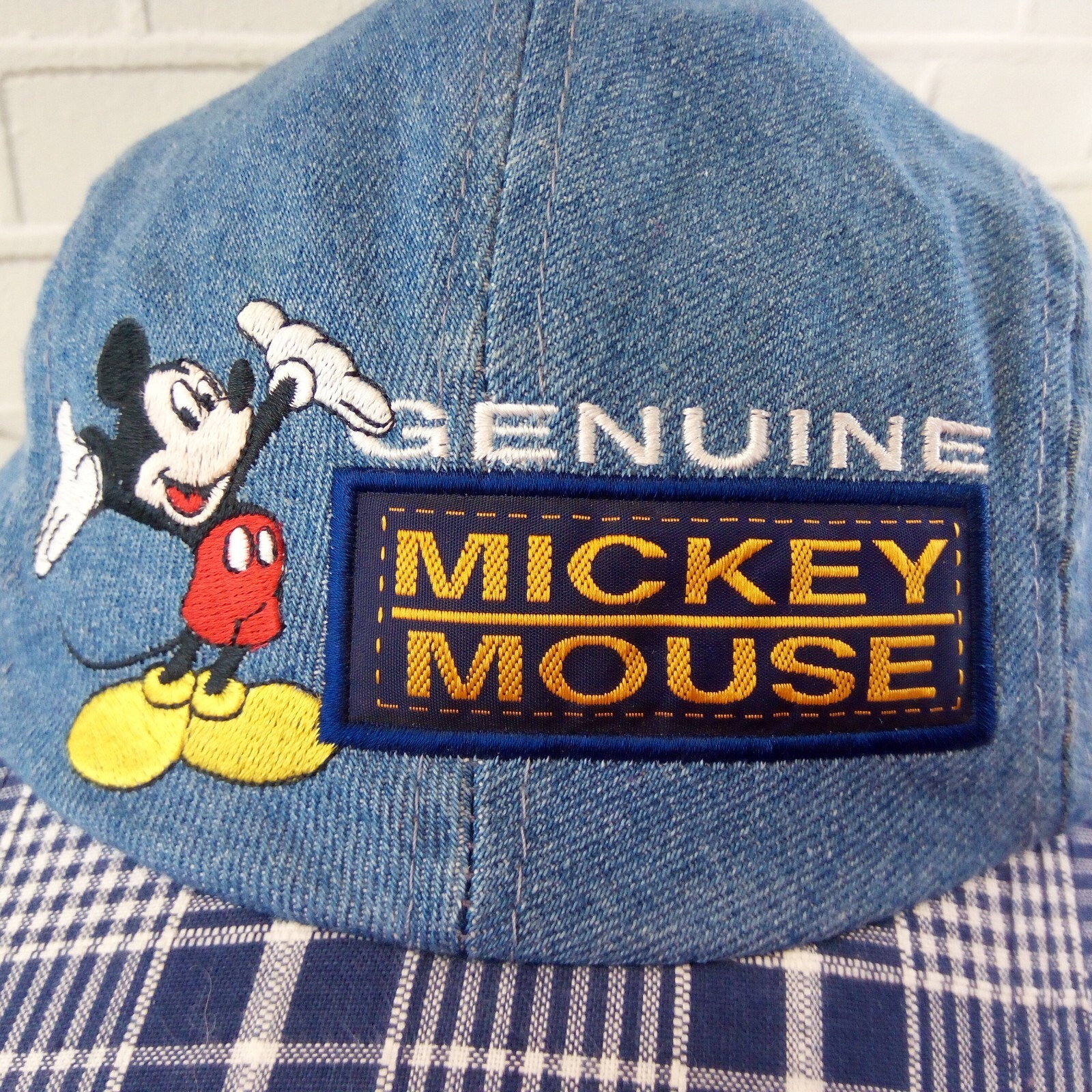 Vintage Disney Mickey Mouse Denim Baseball Hat 90s Em… Gem