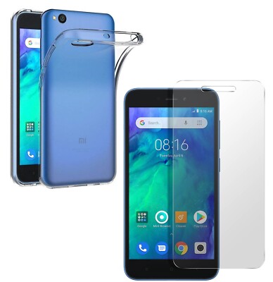 FOR XIAOMI REDMI GO COVER SILICONE TPU CASE + TEMPERED GLASS FILM