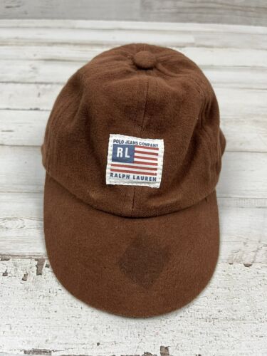 Polo Jeans Company Ralph Lauren Hat Cap US Flag BABY HAT Brown - Picture 1 of 11