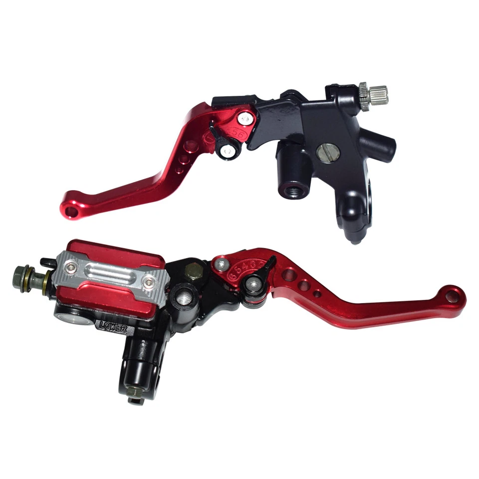 7/8" CNC Aluminum Motorcycle Brake Clutch Master Cylinder Lever Reservoir Red - Image 2 of 4