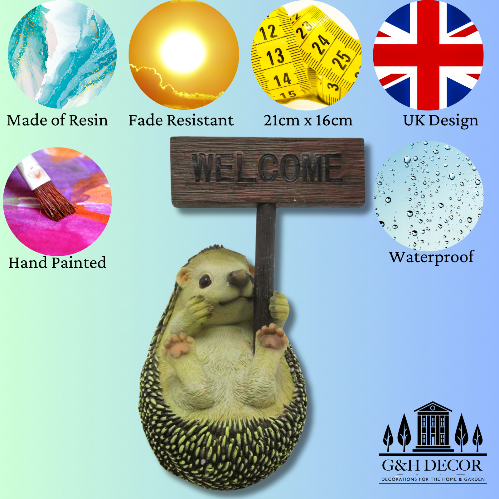 Large Cute Hedgehog Garden Animal Decoration Statue Lawn Ornament Outdoor Figure