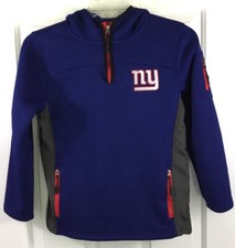 New York Giants NFL Team Apparel Boys 1/4 Zip Hooded Pullover Youth Large 14-16