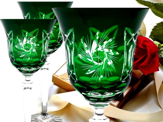 para Vino Cristal PLOMO Gafas Juego 6 (421st-g) Verde | Compra online en eBay