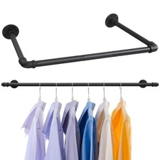 Industrial Clothing Bar Rack 81-119 cm Wall Mounted Closet Rod Black《●》Free Post