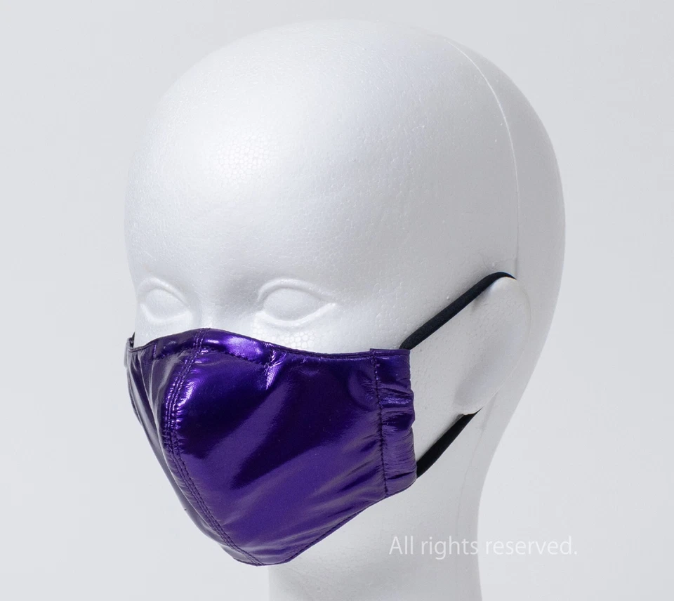 Máscara gruesa de PVC (con forro de esmalte) púrpura/negro (talla LL para hombre) charol Foto 2 de 4
