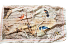 Vintage 1979 National Wildlife Federation Bird Print Long Scarf - 12x43