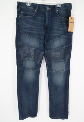 True Religion Mens Geno Moto Relaxed Slim Jeans Denim Blue Size 36x33 NWT
