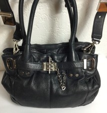 Racheal Zoe Black Satchal Bag With Removable Strap And Silver Hardwear