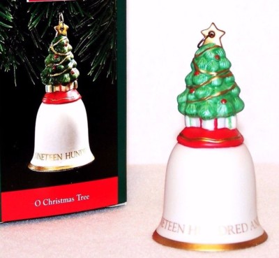 1992 NEW Hallmark Christmas Ornament O CHRISTMAS TREE Porcelain Bell QX5411 MIB