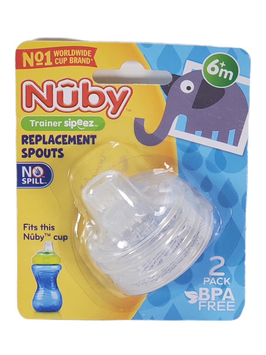 Nuby Trainer Sipeez Replacement Spouts 2 Pack No-Spill Soft 