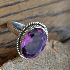 Natural Amethyst 925 Sterling Silver Ring Handmade Jewelry Gift For Her A-227