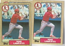 FREE SHIPPING-MINT-1987 Topps St. Louis Cardinals #647 Tom Lawless-2 CARDS