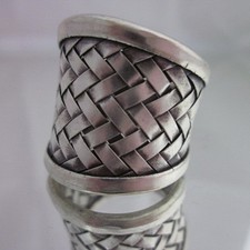 Hill tribe silver Rings thailand karen Fine solid handmade basket Weaves R20