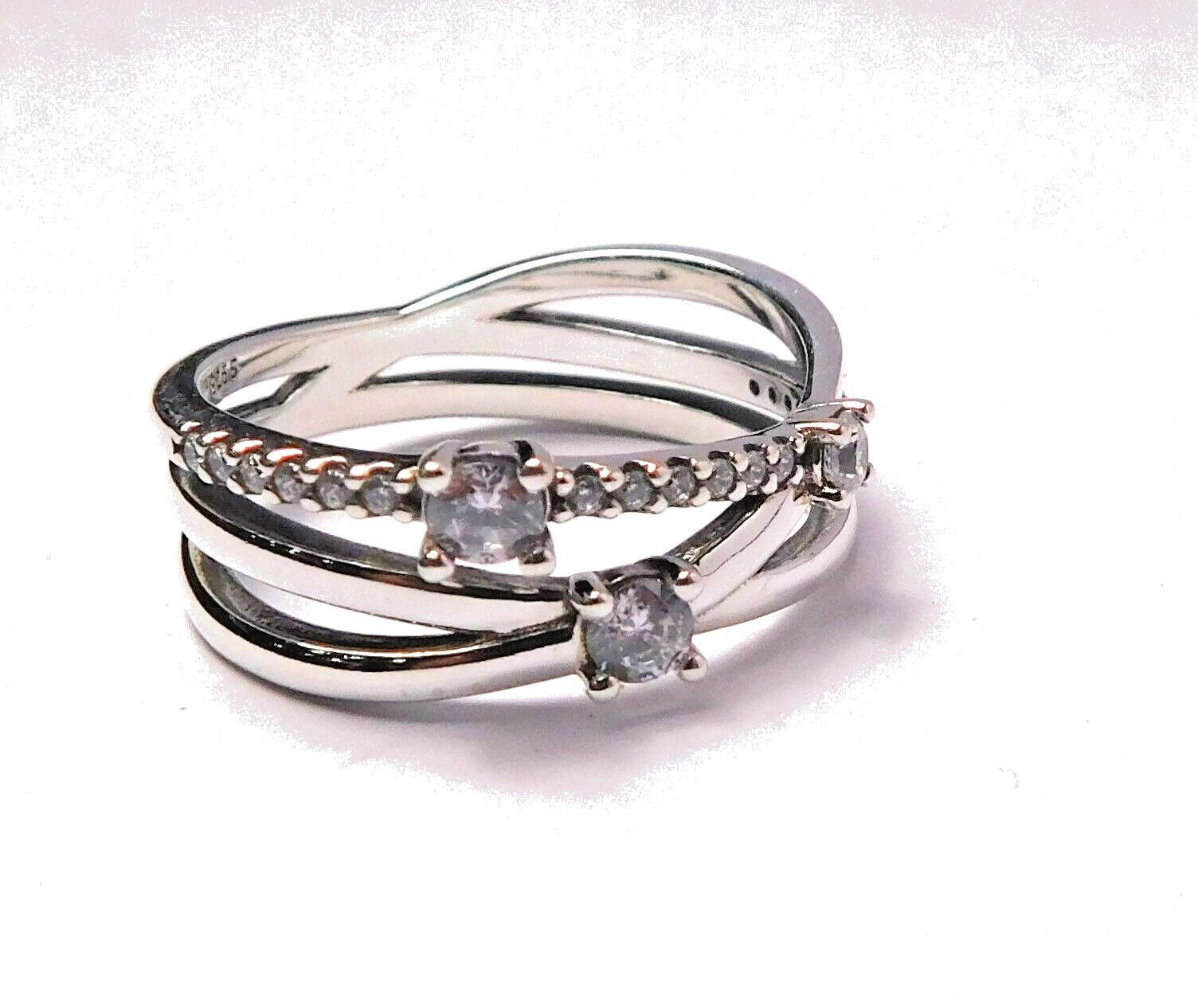 Authentic Pandora Ring, Silver Sparkling Triple B… - image 2