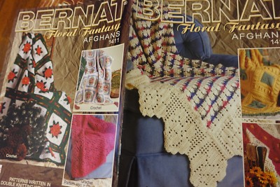 Bernat Knitting & Crochet Book 1411 Floral Fantasy Afghans 4 designs 