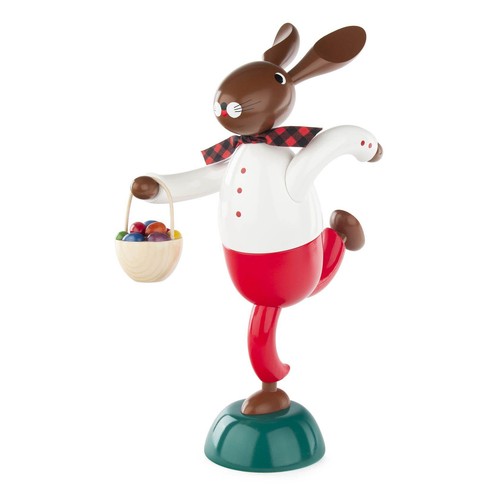 Figurine de Pâques Lapin Eierdieb Avec Panier Rouge 34 CM Eierjäger Korbhase - Photo 2 sur 2
