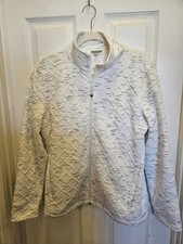 T by Talbots Quilted Black White Zip Up Long Sleeve Jacket Fleece Lined Size M