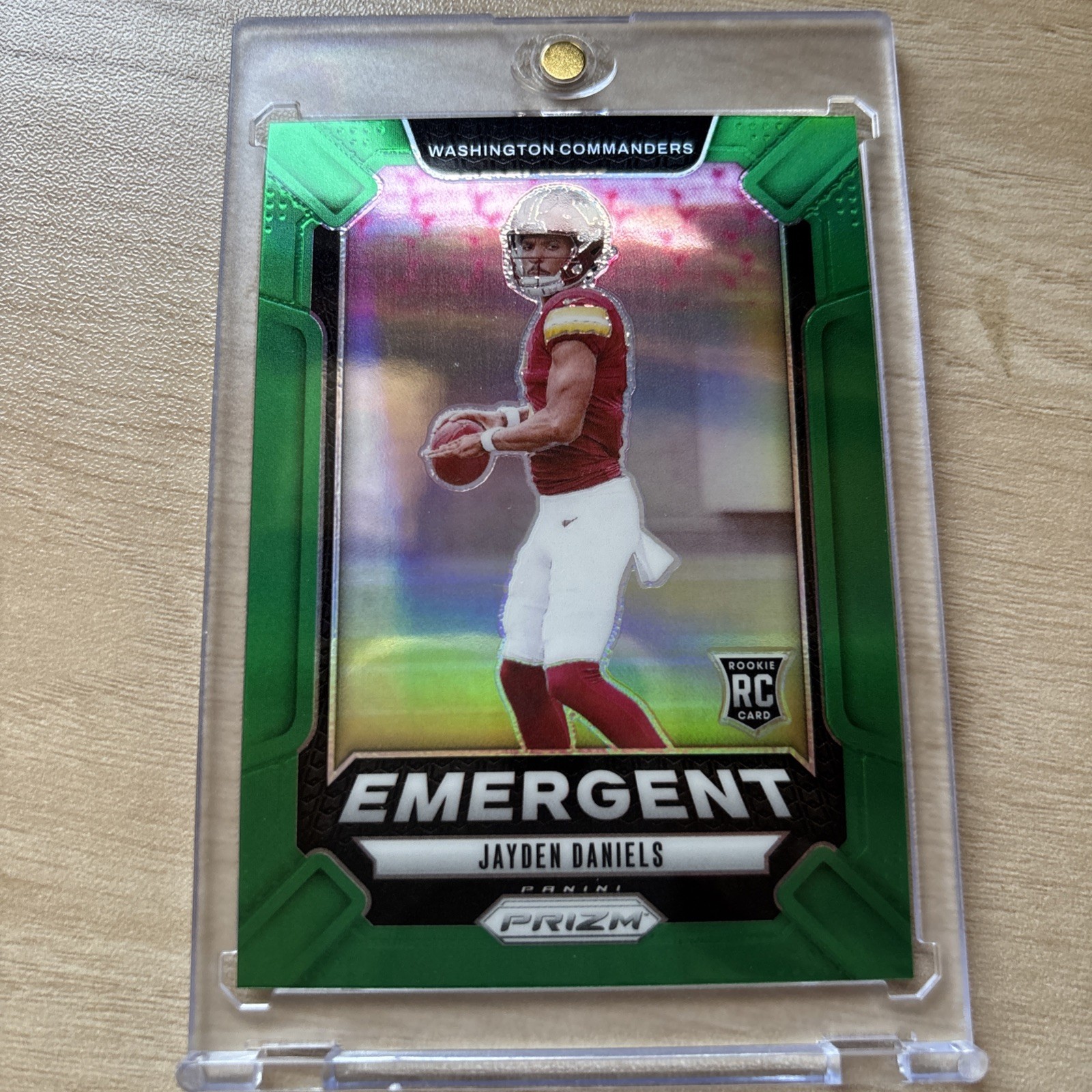 Jayden Daniels RC Emergent GREEN Wave 2024 Prizm Football Washington Commanders