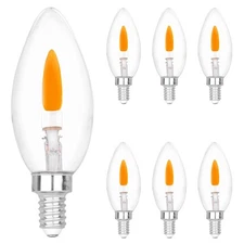C35 Flame Tip Flicker Bulbs - Crystal Clear Candle Light with Orange Glow Eff...