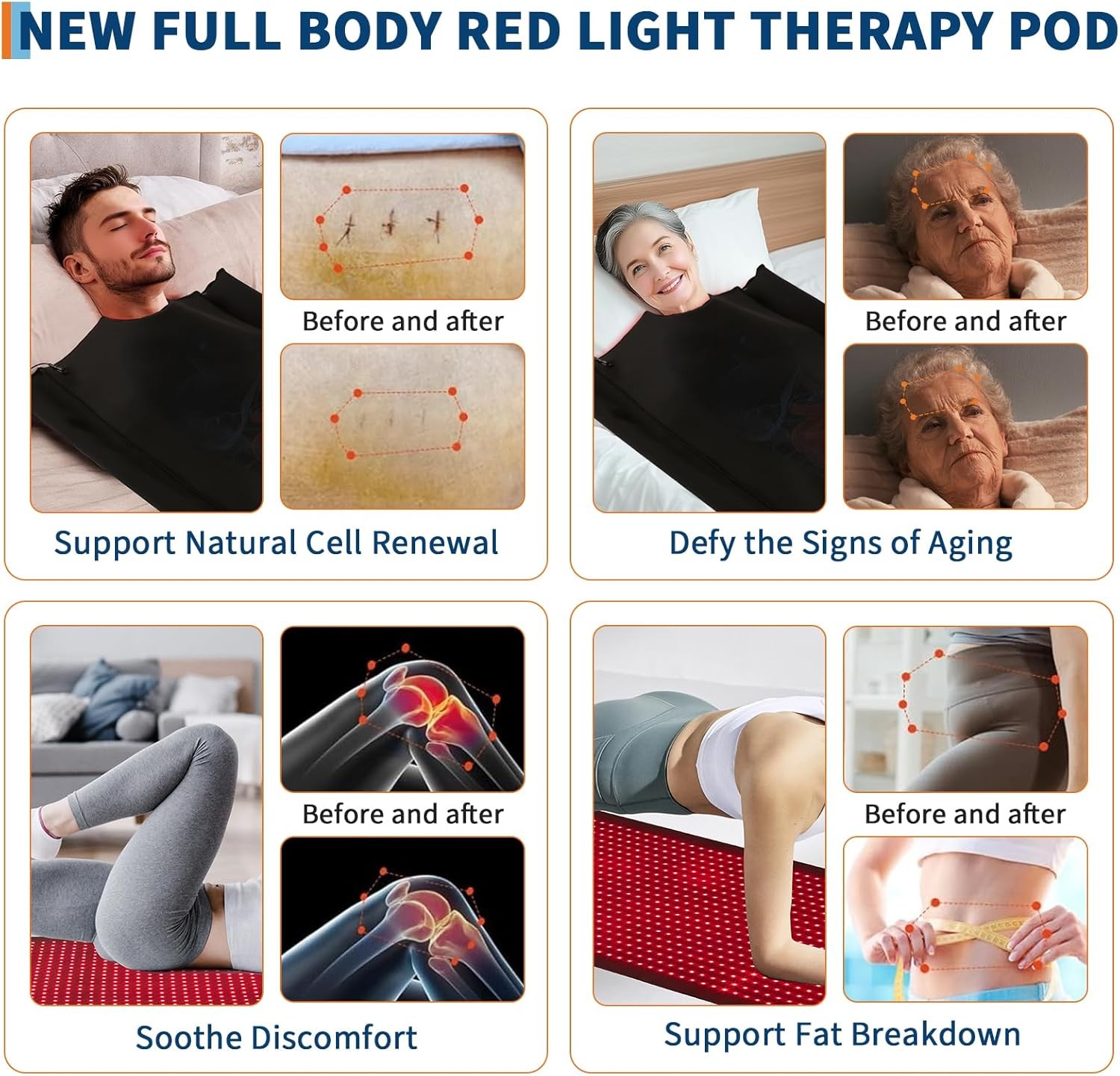 Red Light Therapy Mat 2680LEDs Full Body Infrared Light Blanket for Pain Relief