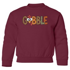 Gobble Turkey Retro Fall Pattern YOUTH Crewneck Sweatshirt