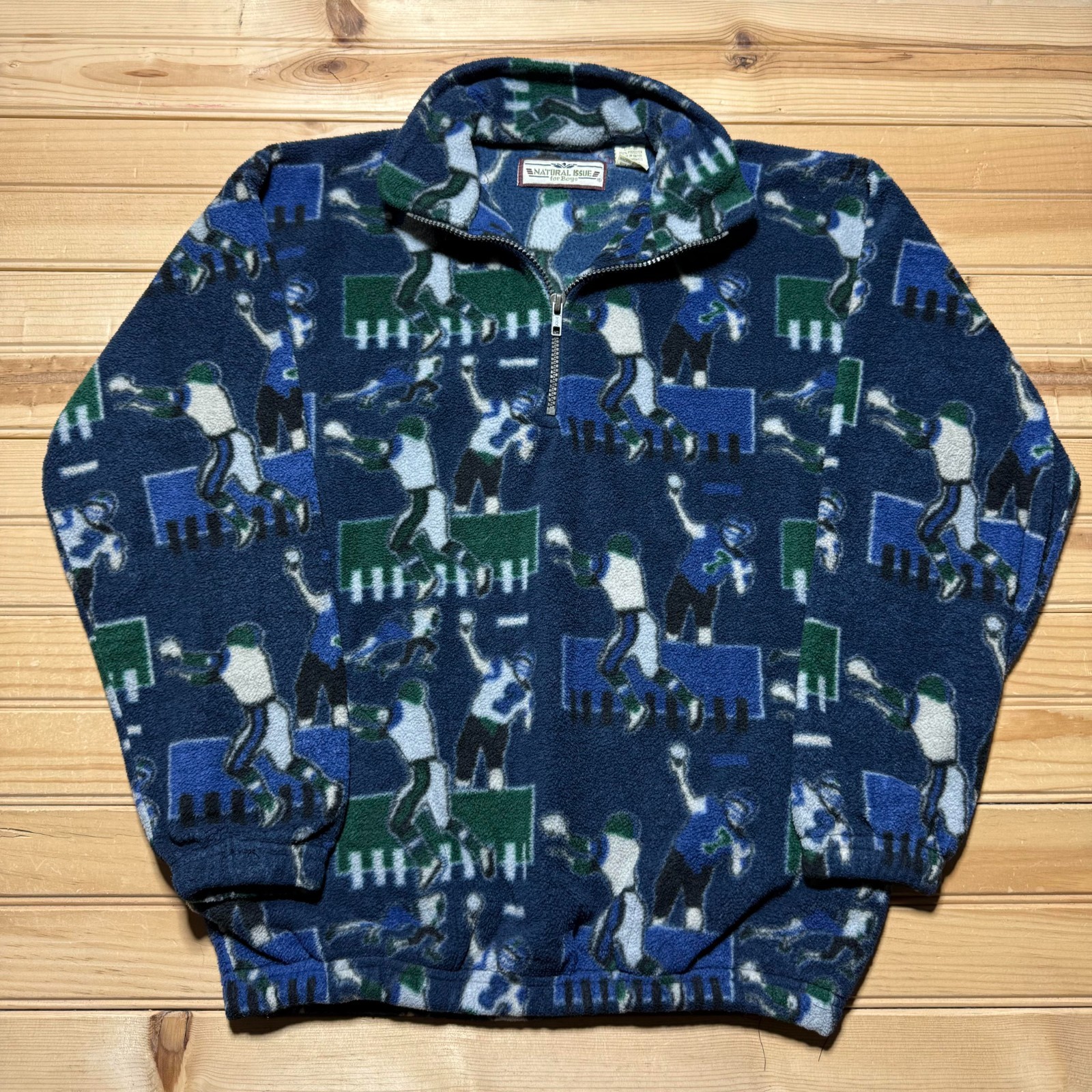 Vintage 90s Football 1/4 Zip Mock Neck Fleece Pullover Jacke