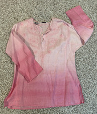 Richard Malcolm 100% Irish Linen Tunic M / L Top Pink Ombre Embroidered Boho