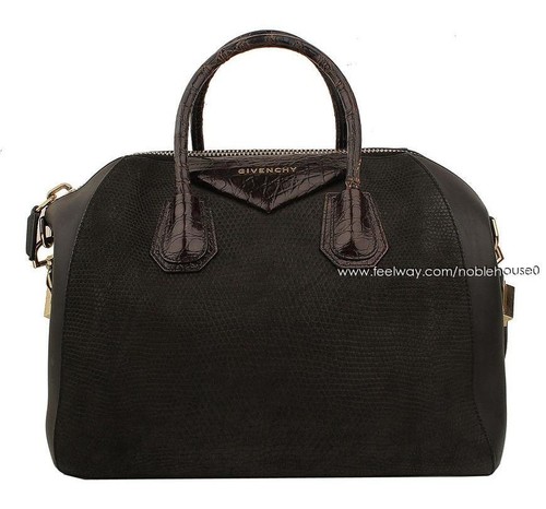 Givenchy Black & Wani Pattern Antigona Medium Tote and Shoulder Bag 26811127