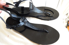 VINCE WOMENS BLACK LEATHER THONG STRAP SANDALS, 9M