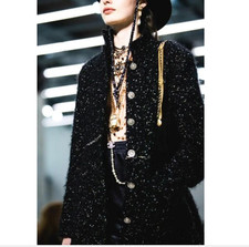 CHANEL Black/Metallic Fantasy Tweed Duster Co...