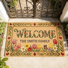Custom Personalized Tulip Garden Doormat Welc...
