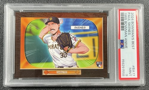 PAUL SKENES PSA 9 2024 BOWMAN'S BEST #BA-17 ROOKIE 1955 ANIME RC PIRATES 1558