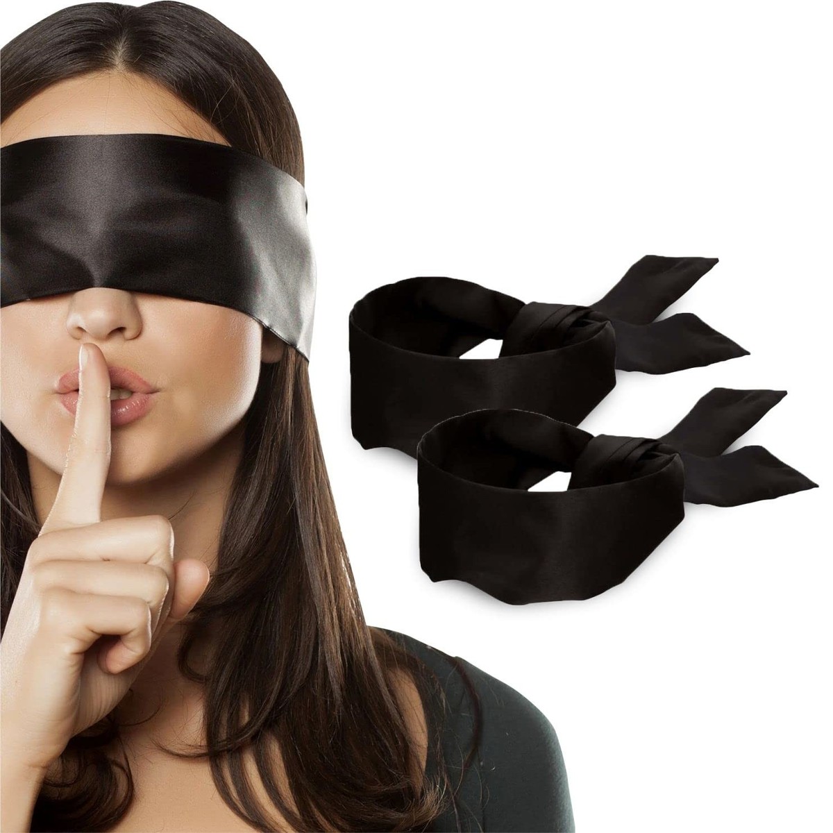 Lang Horn 2 pcs Silk Satin Blindfold Eye Mask 2 Count (Pack of 1