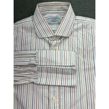 Charles Tyrwhitt Dress Shirt Mens 17/35 White Multi Color Stripe French Cuff