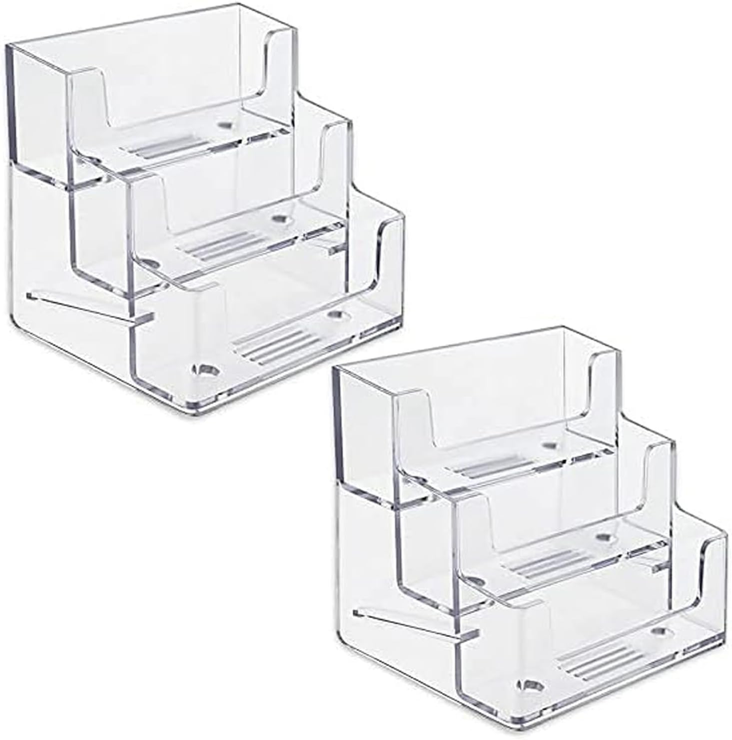 FTOF 3 Pockets Acrylic Business Card Holder Stand Clear Desktop Countertop Offic
