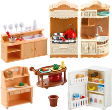 43 Pcs Dollhouse Furniture Kitchen Play Set Miniature Refrigerator with Mini Foo