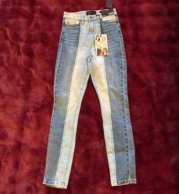 Kendall + Kylie The Ultra Babe Skinny Two-Tone Denim Jeans Sz 0/24 A561