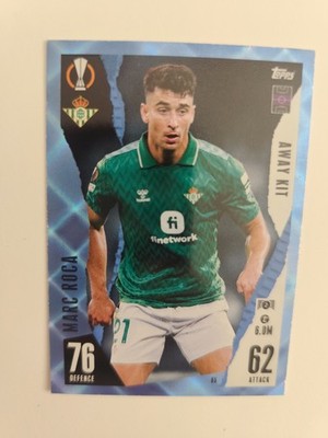 Match Attax Extra 23/24 Marc Roca Away Kit Blue Crystal Real Betis Sevilla #85