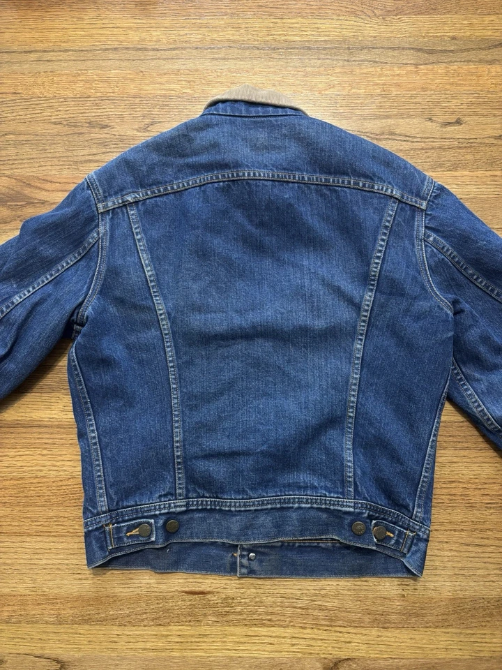Vintage 70s 80s Lee Riders Blanket Lined Denim Trucker Jacket 38 Medium Dark - Image 2 of 4
