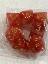 Marbled Orange 7 Dice Set Poly RPG DnD Dungeons Dragons AD&D Pathfinder d20