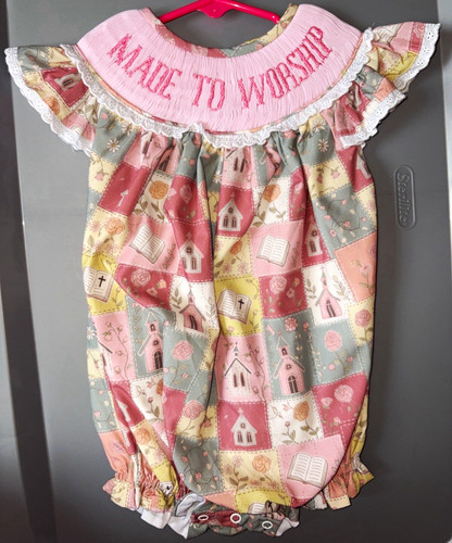The Smocked Sisters Co. Made To Worship Bubble 12M NWT