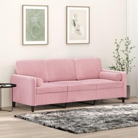 3-Sitzer-Sofa Mit Zierkissen Rosa 180 Cm Samt